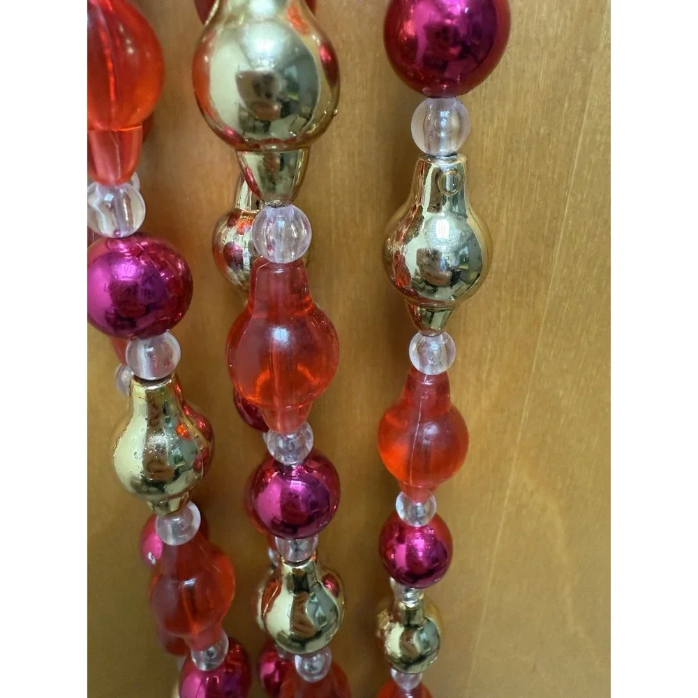 A Pair Of Martha Stewart Classic Christmas fancy Beaded Garland 9 Feet Long Each